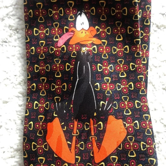 LOONEY TUNES MANIA |  Daffy Duck vintage 1993 90s cartoon neck tie - Picture 1 of 5